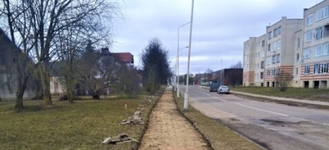 Pėsčiųjų ir dviračių tako, Statybininkų g. Joniškyje statyba